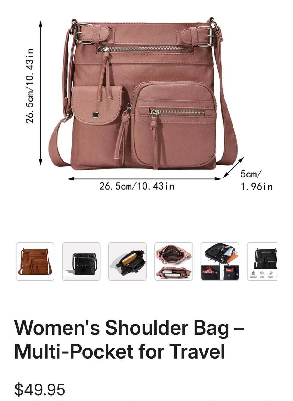 MultiSac Zippy Multi-Pocket Crossbody Bag, Tan - Picture 5 of 7